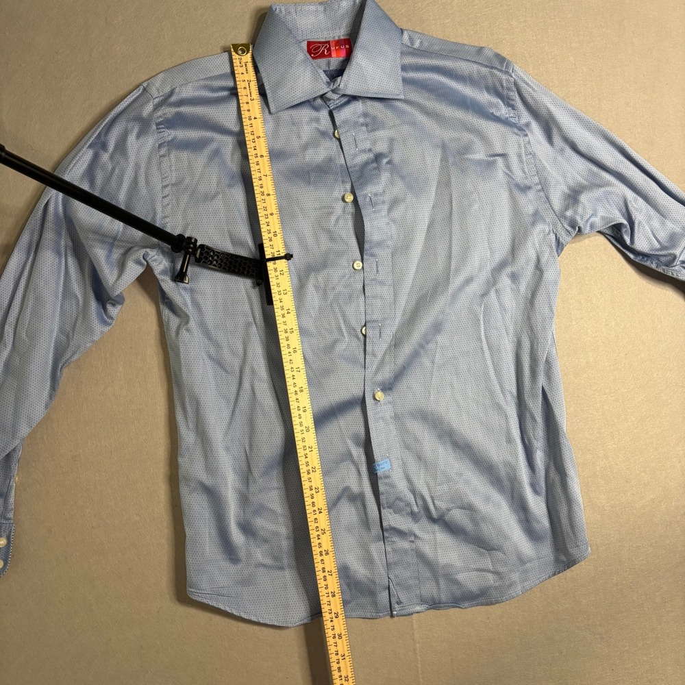 RUFUS Men's Blue Micro-Dot Dress Shirt L 100% Cotton USA - Picture 3 of 16